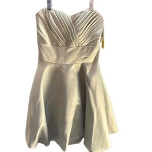 Narianna Womens Sage Green Pleated Strapless Homecoming Dress Size Small